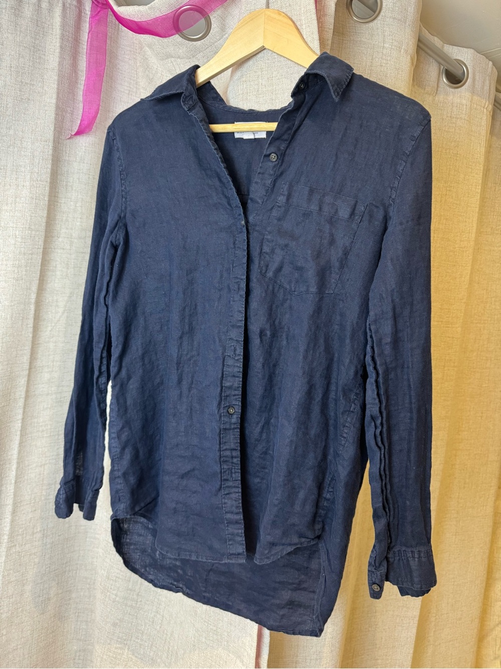 GAP Women's Navy Button-Down Linen Shirt